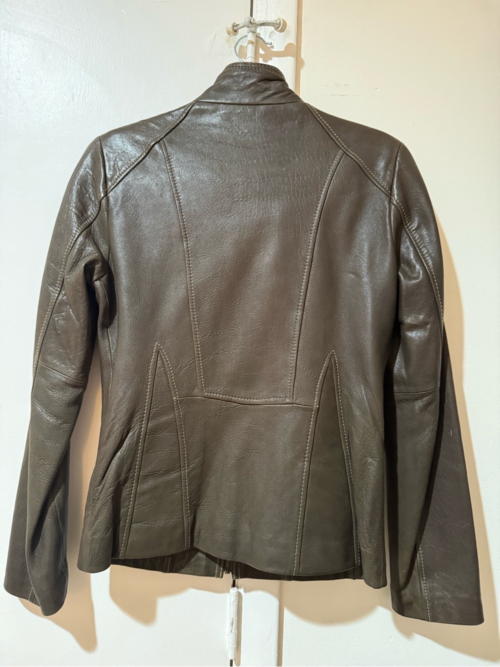 Vintage butter soft Marc New York Women's Olive-Brown Leather Zip Jacket - Picture 2 of 6